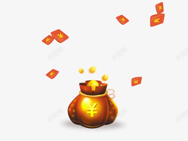 金钱袋和红包图png免抠素材_88icon https://88icon.com 红包 金币 金钱袋 钱袋