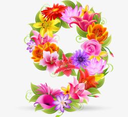 鑺辩汗绾跨时尚花纹花朵鲜花数字9矢量图高清图片