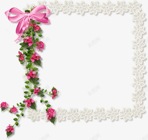 蕾丝长方形边框png免抠素材_88icon https://88icon.com 相框 蕾丝边框 藤蔓装饰边框 蝴蝶结
