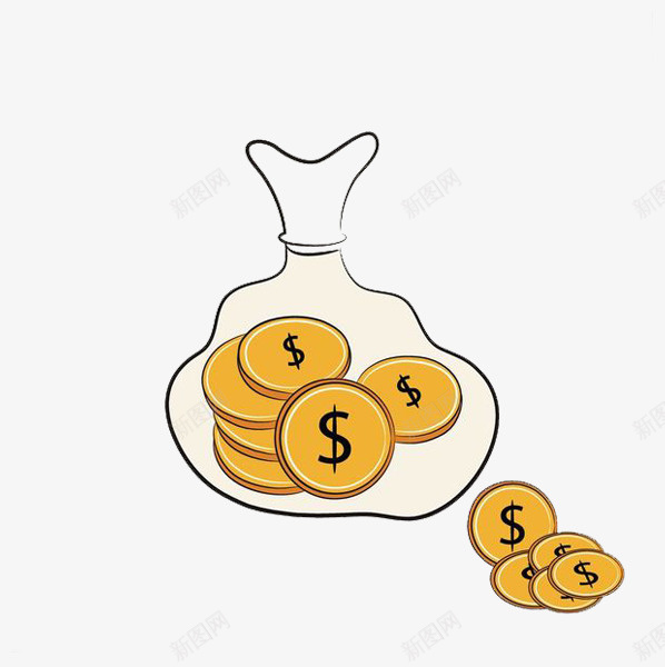 袋子里的美币png免抠素材_88icon https://88icon.com 卡通 商务 封面 彩色手绘 插图 透明袋 金币