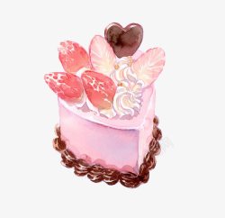 粉色草莓蛋糕盒法式心形蛋糕高清图片