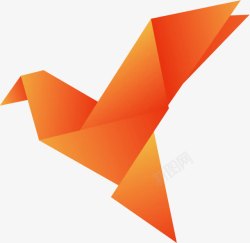 橙色折纸橙色飞鸟折纸招聘高清图片