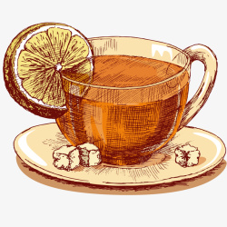 复古风柠檬茶插画矢量图素材
