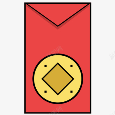 金色福字psd红色手绘红包元素矢量图图标图标