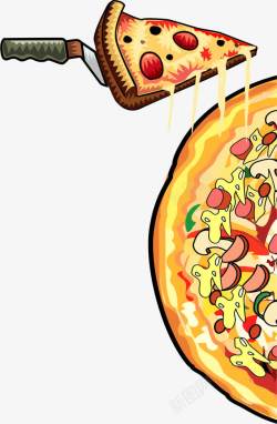 意大利披萨手绘披萨高清图片