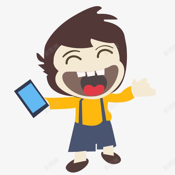拿着手机的卡通男孩png免抠素材_88icon https://88icon.com 哈哈大笑 彩色 手机 手绘男孩 抢红包 拿着手机的卡通男孩