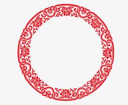 中国红中式圆形边框素材