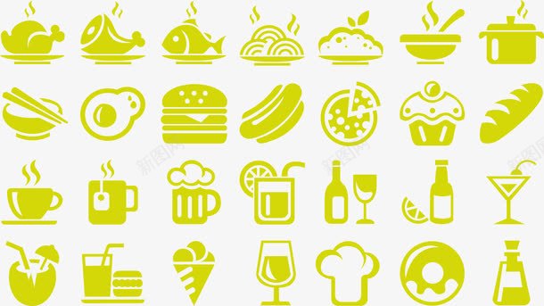 餐厅展板食物元素图标图标