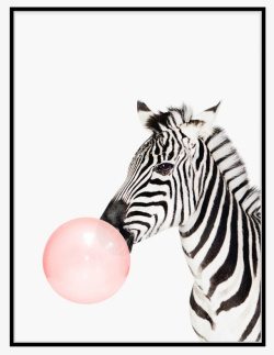 吹气球的小女孩可爱的吹气球斑马高清图片