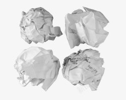 空白纸白色揉成一团的废纸高清图片