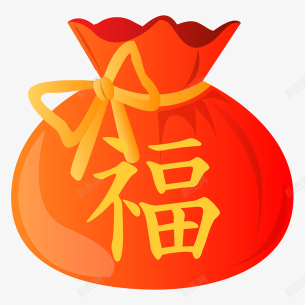 中国风节日喜庆福袋png免抠素材_88icon https://88icon.com 中国 卡通 福字 福袋 红包 红色 艺术字 钱袋