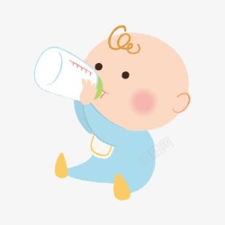 宝宝吃奶可爱的卡通宝宝吃奶瓶高清图片