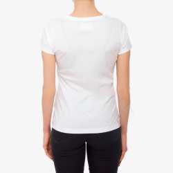 人物写真白色T恤黑色裤子女性背部高清图片