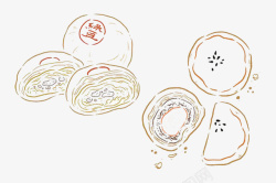 彩色月饼手绘中秋酥皮月饼高清图片