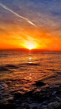 夕阳大海水纹风景H5背景摄影图片