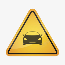 谢谢提醒车辆行驶三角形黄色警告牌实物高清图片