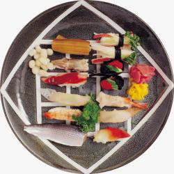 盘子里的美食寿司拼盘寿司料理拼盘高清图片
