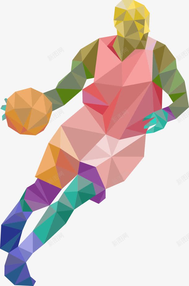 几何图形拼接运动人物png免抠素材_88icon https://88icon.com NBA 几何图形 打篮球 篮球比赛 篮球运球 色块拼接 运动人物剪影