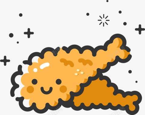 食物mbe风格卡通装饰炸鸡图标矢量图图标