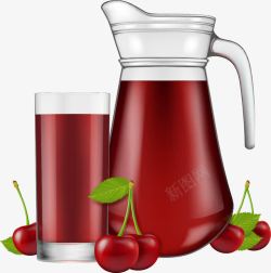 红色果汁和樱桃素材