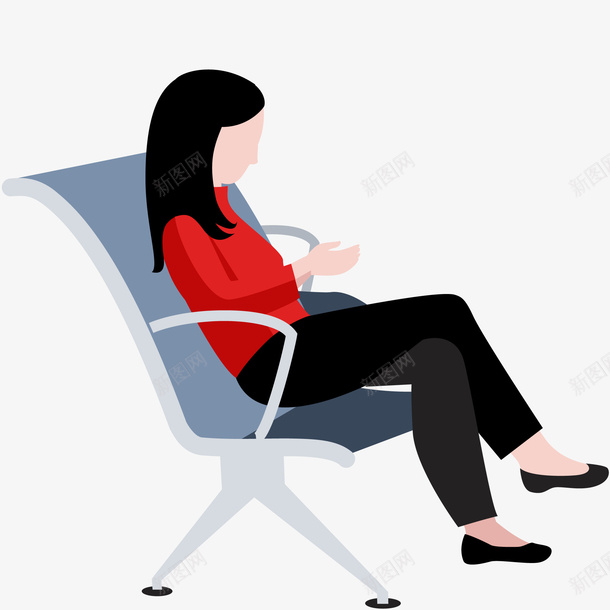 坐在椅子上等待的女人png免抠素材_88icon https://88icon.com 人物插画 卡通手绘 女人 椅子 等人 等待
