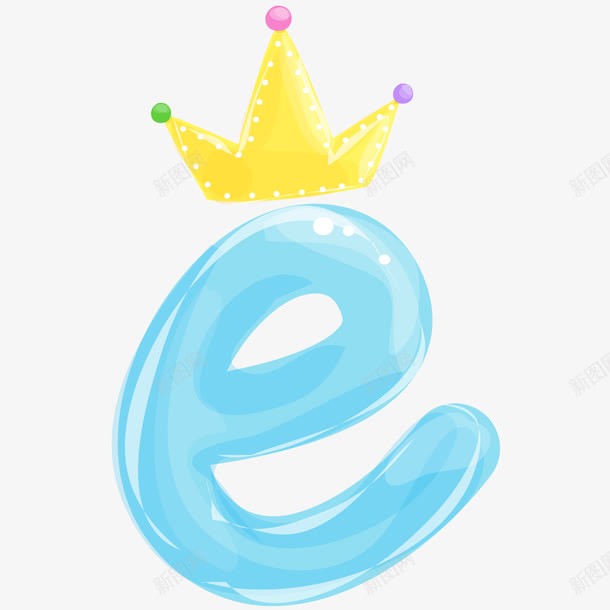 卡通手绘英文字母epng免抠素材_88icon https://88icon.com 创意 卡通手绘 皇冠 立体 简约 英文字母e 蓝色