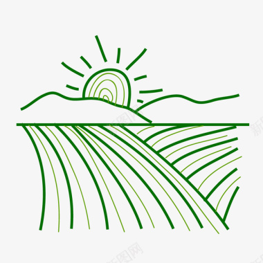 手绘线条蔬菜农村田园农业植物形图标图标