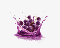 创意水花中的葡萄素材