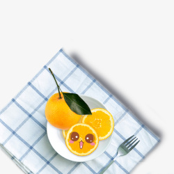 水果叉子橙子高清图片
