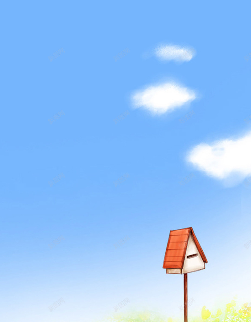 卡通H5背景jpg设计背景_88icon https://88icon.com H5 H5背景 h5 信箱 卡通 天空 彩色 手绘 童装 童趣 草地 蓝色