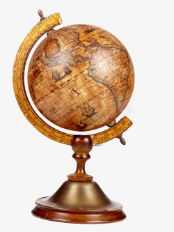 圆形球体棕色发亮的地球仪古代器物实物高清图片