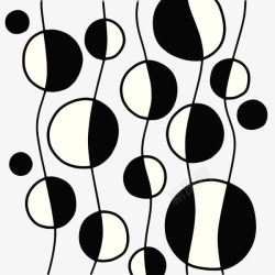 手绘黑色圆点几何装饰曲线素材