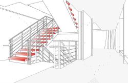 手绘楼梯间手绘室内效果图高清图片