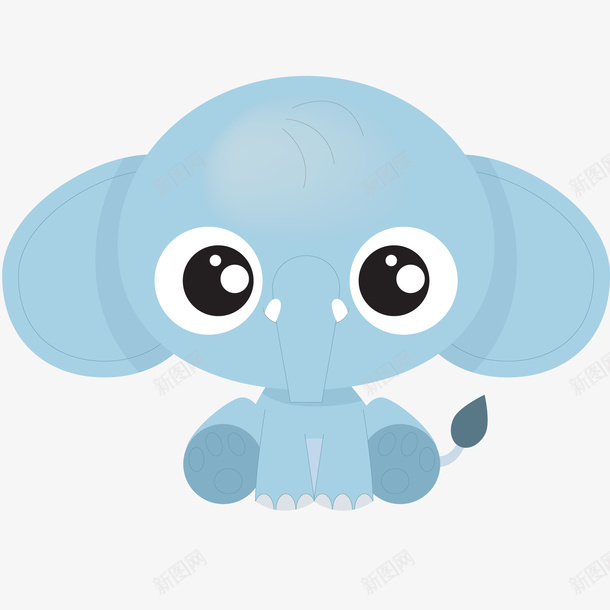 蓝色的大象动物矢量图ai免抠素材_88icon https://88icon.com Q版大象 动物设计 卡通 大象 小象 扁平化 矢量图 蓝色