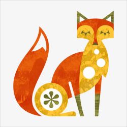 几何形状纹理狐狸图案素材