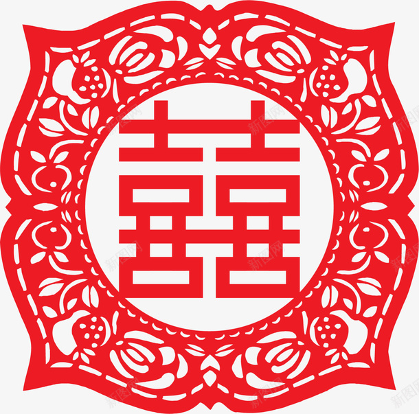 红色中国风双喜剪纸png免抠素材_88icon https://88icon.com LOVE 双喜 喜字 婚庆 浪漫 爱情 结婚