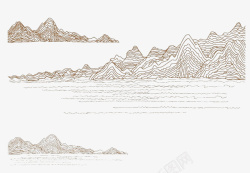 简约山水画卡通手绘美丽的山水画高清图片