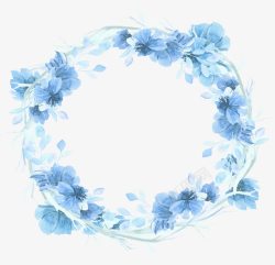 天蓝色花朵花环素材