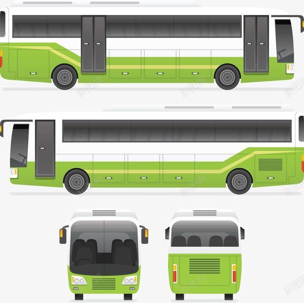 绿色城市旅游巴士矢量图ai免抠素材_88icon https://88icon.com 公交车 单层巴士 城市公交 巴士 旅游巴士 矢量png 矢量图 绿色巴士