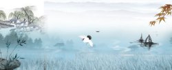 中国风山水中国风山水船只背景banner高清图片
