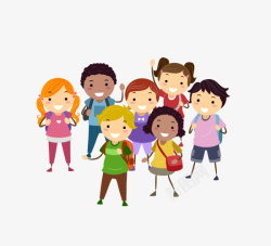 卡通手绘一群孩子素材