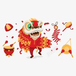 中国舞狮会矢量图素材