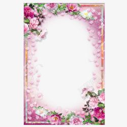 粉色花朵温馨花卉相框素材