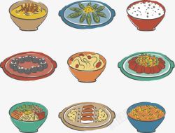 中餐菜式手绘美食组合高清图片