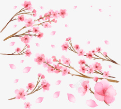 桃花树枝卡通手绘春天花枝装饰矢量图高清图片