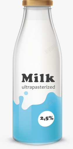 牛奶瓶装包装美味鲜牛奶矢量图高清图片