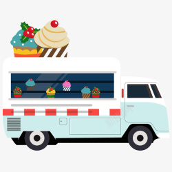 冰激凌快餐车生日蛋糕卡通风景冰激凌快餐矢量图高清图片