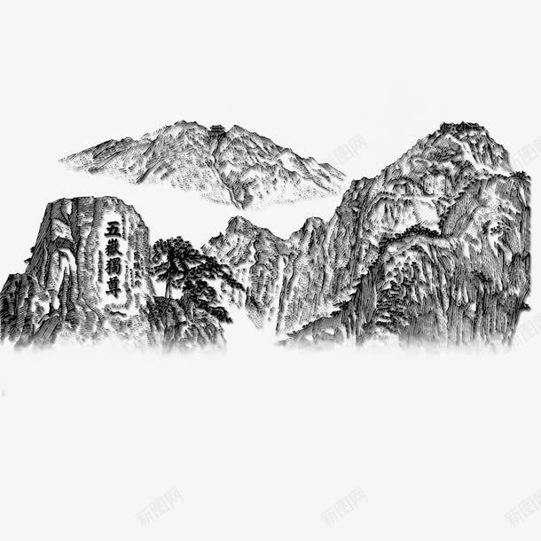 手绘泰山png免抠素材_88icon https://88icon.com 填色练习 手绘 泰山 线条 黑白