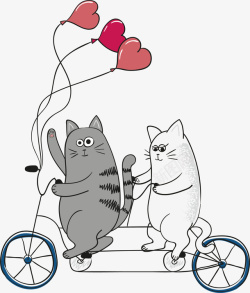 大小轮自行车骑车猫咪矢量图高清图片