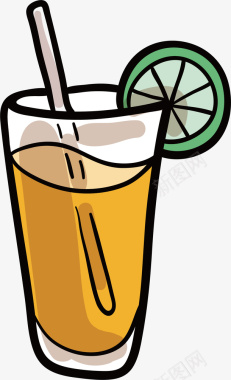 炎热清凉夏日手绘果汁饮料矢量图图标图标